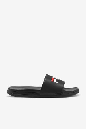 FILA Drifter Luxe Slides Black / Red / White,Mens Shoes | CA.OEPBFG236